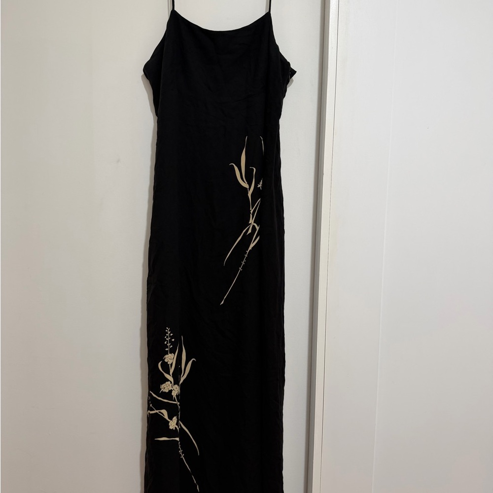 INC International Concepts Black and Cream Floral Maxi Dress
